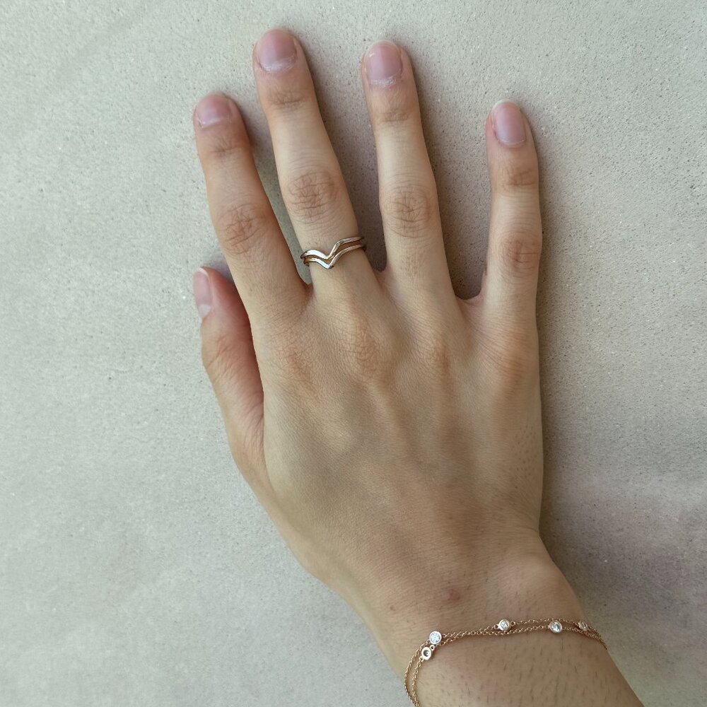 Minimalist Gold Chevron Stack Ring
